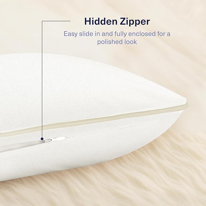 Kickoff Viscose Bamboo Pillowcase, King, Set of 2, 100% Organic Hidden Zippered Viscose Bamboo Pillow Case King Size, Cooling Pillow Cover for Hot Sleepers (20"x40", Trimmed, Buttercream)