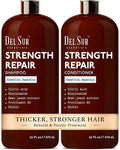 DEL SUR Hair Strengthening Shampoo and Conditioner Set | 16 fl oz Each | with Camellia Japonica, Niacinamide, Provitamin B5 & Biotin | Repair & Hydration for Dry, Weak Hair