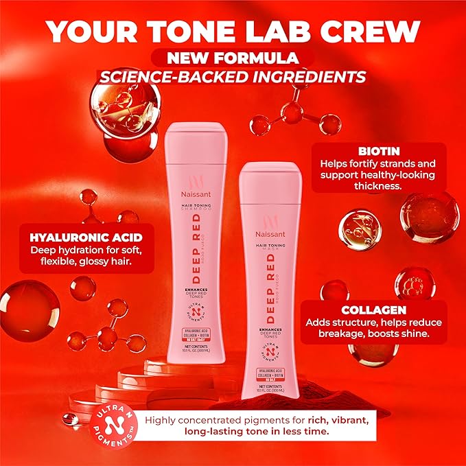 naissant Deep Red Hair Toning Mask | Ultra High-Purity Pigments | Deposits Vibrant Red Tone | Hyaluronic Acid, Collagen & Biotin | Paraben, Ammonia & Sulfate Free | 10.1 Fl. Oz