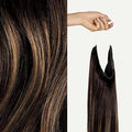 Luxy 100% Remy Human Hair – Halo Clip-In Hair Extensions –Natural Looking Volume & Length - One-Piece - Easy 5-Min Application 140 grams 16" Dark Brown Balayage