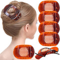 RC ROCHE 6 Pcs Flat Claw Hair Clips for Women Thick Hair French Round Duckbill Square Secure Strong Hold Grip Clamps Barrettes Curved No Slip No Crease Styling Cute Extra Jumbo XL, Large Brown