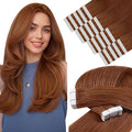 YoungSee Tape in Hair Extensions Copper Tape in Extensions Human Hair 14Inch Tape in Real Hair Extension Copper for Women 20Pcs 50G