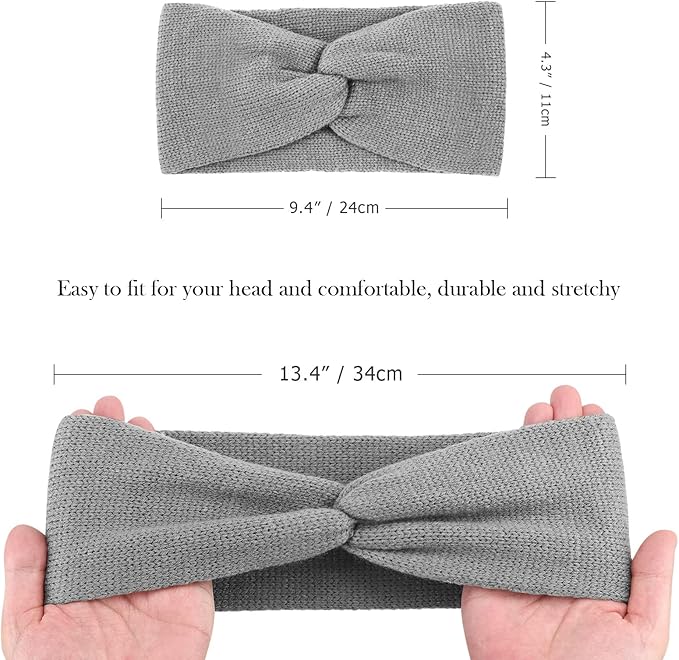 DRESHOW Knit Crochet Headband for Women Ear Warmer Soft Turban Stretch Warmer Headbands Winter Fashion Head Wrap