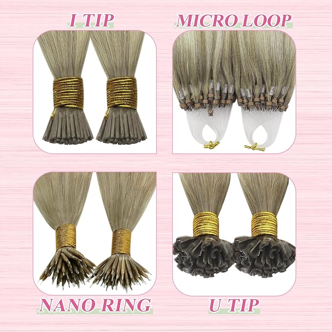 YoungSee U Tip Hair Extensions Human Hair Ombre Keratin Extensions Ombre Ash Blonde to Platinum Blonde 24In 50s/50g