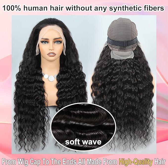 13x6 Loose Wave HD Lace Front Wigs Human Hair 200 Density 32 Inch 100% Real Human Hair 15A Loose Deep Wave Wig Human Hair Pre Plucked, No Synthetic Blend No Tangle No Shedding Triple Lifespan 3X
