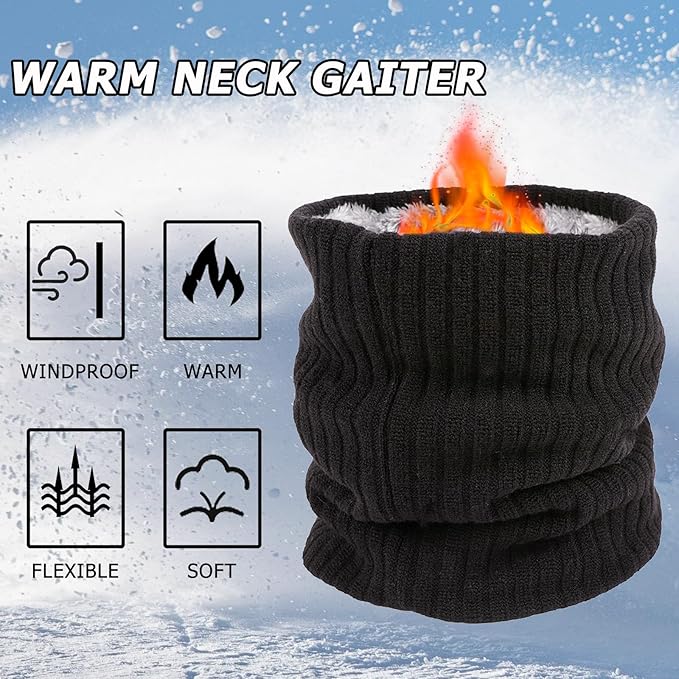3 Pack Winter Neck Warmer & Ski Mask for Men Women Thermal Warm Fleece Face Mask Neck Gaiter Scarf Gift