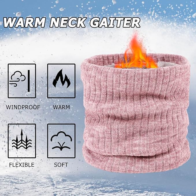 3 Pack Winter Neck Warmer & Ski Mask for Men Women Thermal Warm Fleece Face Mask Neck Gaiter Scarf Gift