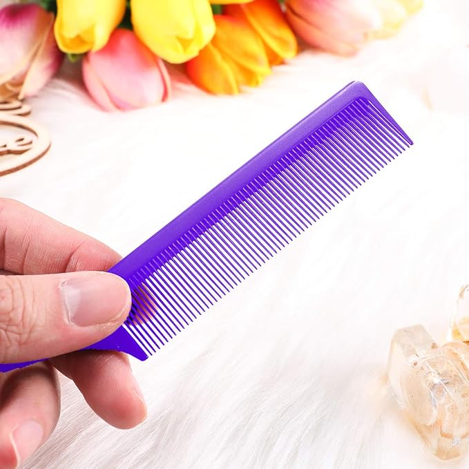 Leinuosen 3 Packs Rat Tail Comb Steel Pin Rat Tail Carbon Fiber Heat Resistant Teasing Combs with Stainless Steel Pintail ()