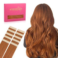 WENNALIFE Tape in Hair Extensions Human Hair Dirty Ginger 10pcs 30g 24 inch Remy Invisible Tape Ins Straight Colored Soft Real Human Hair Tape in Extensions Refill Set Extensions