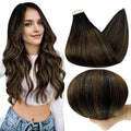 Full Shine Balayage Tape In Hair Extensions Real Human Hair 12 Inch Seamless Skin Weft Tape In Hair Extensions Soft Remy Add Volume 1B Off Black And 6 Chestnut Brown 30 Gram 20 Pcs