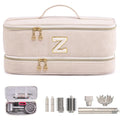 Initial Personalized Hair Tools Travel Bag Double-Layer Hair Dryer Case Compatible with Shark FlexStyle/SmoothStyle, Dysson Airwrap & Supersonic – Hair Tool Organizer for Travel & Home