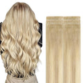 GOO GOO Invisi Edge Tape in Hair Extensions Human Hair, 18ET90A Natural Blonde Balayage, 6pcs 10inch 15g, Virgin Remy Hair, Seamless Injected Tape, Natural Look