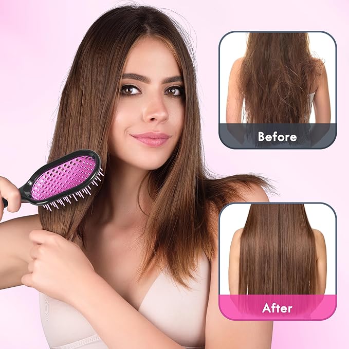 4 Pack Vented Detangling Hair Brush - Detangler Hairbrush with Soft Bristles for Effortless Tangle Free - Ideal for Wet Dry or Curly Damaged Hair for Women Men Kids