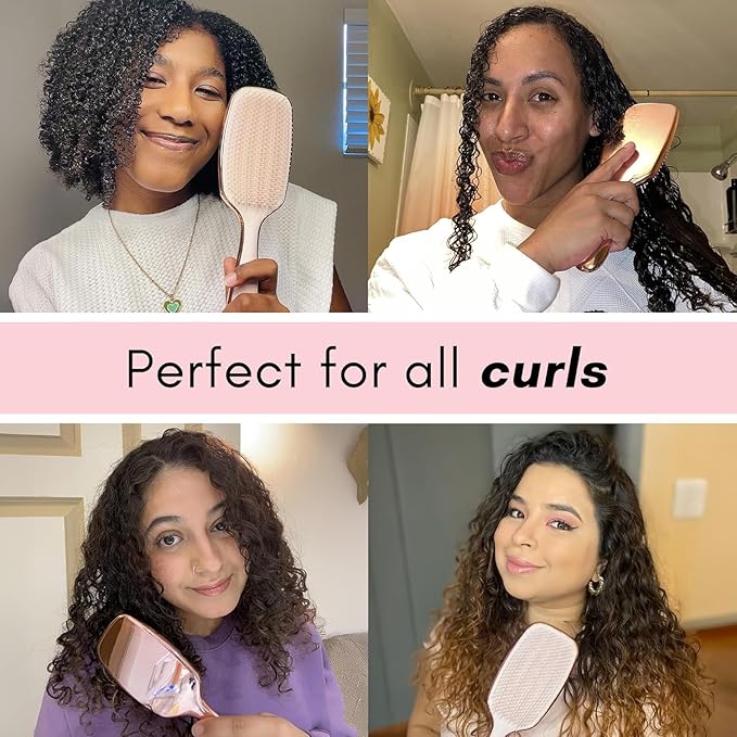 Lily England Curly Hair Brush - Pain-Free Detangling & Styling Brush With Flexible Bristles for Wet & Dry Hair - Easy to Hold for 3c to 4c Hair, Black