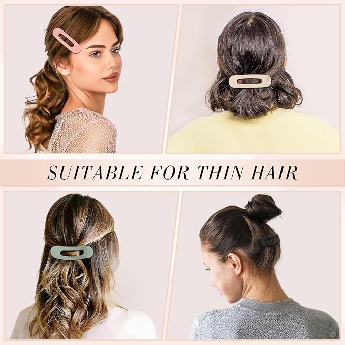 15 PCS Flat Claw Clips, 5 Colors Flat Hair Clips 3 Sizes Hair Claws for Women Girls Accessories Barrettes for thick Thin Hair