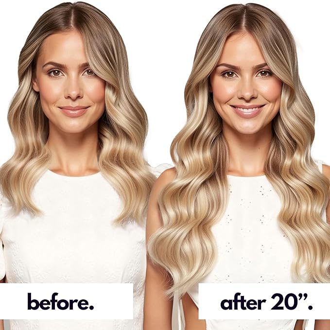 Irresistible Me Real Human Hair Extensions Clip Ins – 100% Human Hair Clip In Extensions for Length & Volume – Invisible Extension – Heat Resistant & Dyeable – Blonde Highlights, 24 Inches