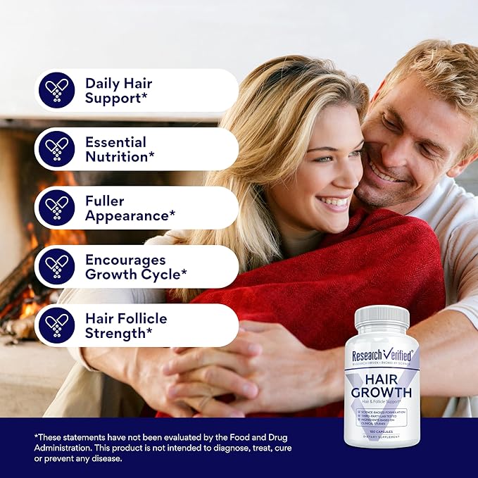 Research Verified Hair Growth Support - with Biotin, DHT Blockers & Vitamins - Hair Growth and Hair Loss Prevention - 360 Capsules - 6 Month Supply