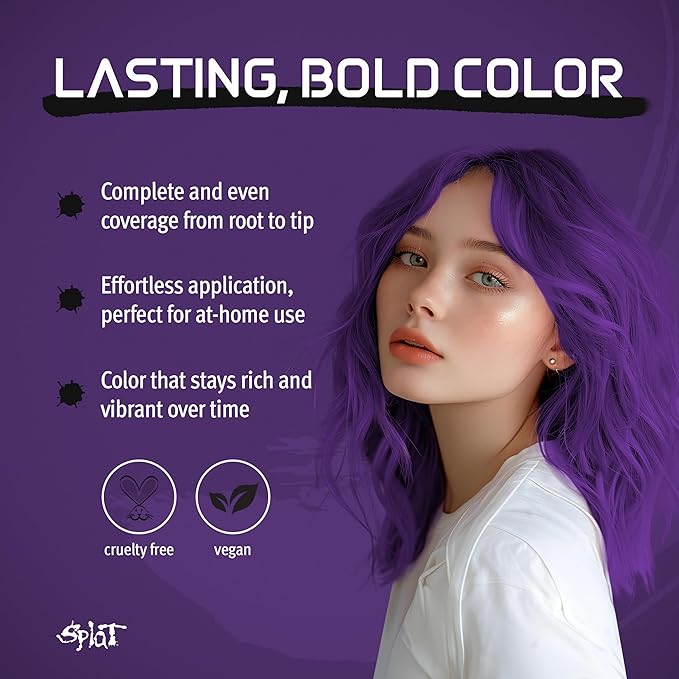 Splat Lusty Lavender Semi Permanent Hair Dye Kit with Bleach, 1 Application, Includes Purple Hair Dye, Oxide & Bleach Powder, Vegan & Cruelty Free Hair Color