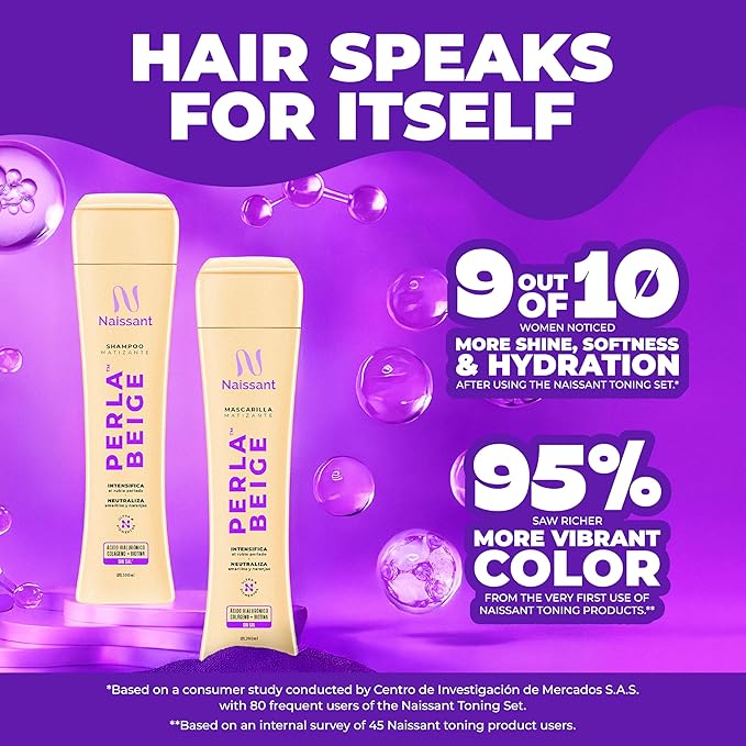 Naissant Set Purple Shampoo & Toning Mask | Eliminates Brassiness | Neutralizes Yellow & Orange Tones | Paraben, Ammonia & Sulfate Free | Pro-Vitamin B5, Olive Oil & Honey (Pearl Blonde) 10.1 Fl Oz
