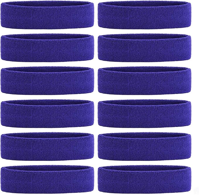ONUPGO Sweatband Headbands for Men & Women -12PCS Sports Headbands Moisture Wicking Athletic Cotton Terry Cloth Headband for Tennis,Basketball,Football,Gym,Working Out