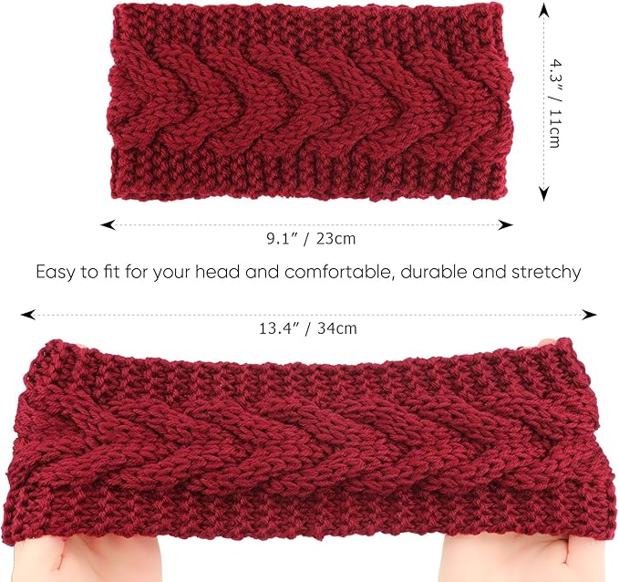 DRESHOW Knit Crochet Headband for Women Ear Warmer Soft Turban Stretch Warmer Headbands Winter Fashion Head Wrap