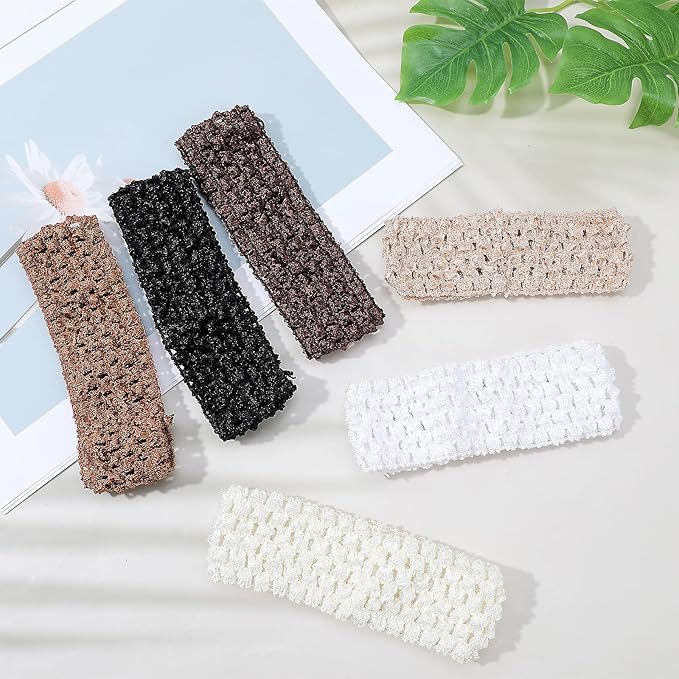 6pcs Crochet Headband Multi Color Retro Knit Elastic Headbands for Women - Soft Stretch Headbands for Parties, Sports, and Everyday Wear