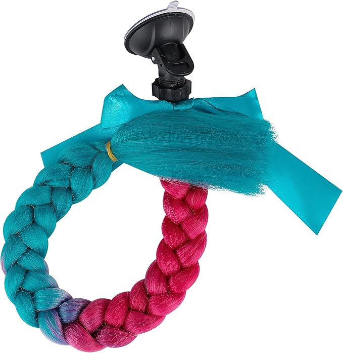 SEGO 1PCS/2PCS Helmet Pigtail Braids with Detachable Suction Cup Bowknot Ponytail Hair Many Colors (Helmet not Included)