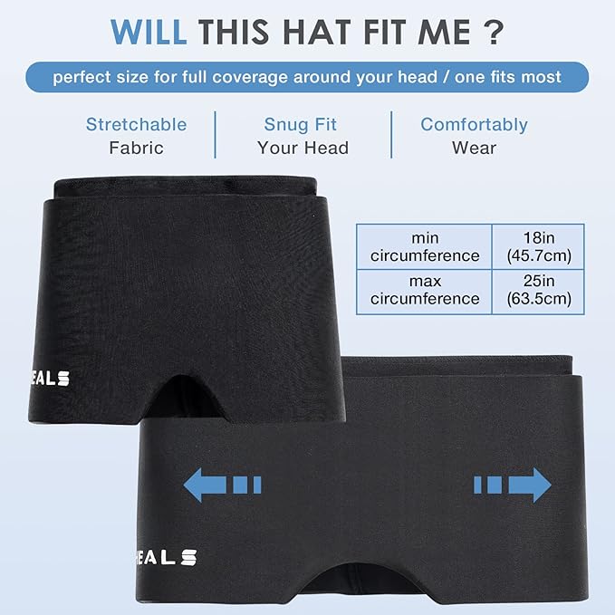 Cold Head Cap, Ice Head Hat, Compressed Ice Head Wrap Wearable Comfortable &Strechable-Black