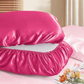 Manyshofu Satin Pillowcases for Hair Protection - 2Pcs Hot Pink Pillow Cases, Elastic Band Standard & Queen Satin Pillowcases Luxury Silky Pillow Cases Travel Pillow Covers