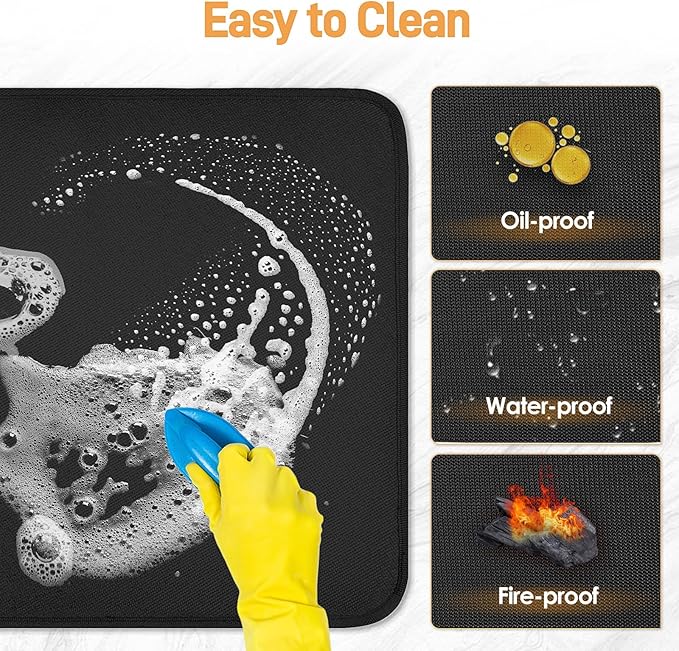 Heat Resistant Mats for Countertop - Fireproof 12x14 in Heat Resistant Mats for Air Fryer - Hot Pad Air Fryer Mat Compatible with Ninja,COSORI,Cuisinart for Coffee Maker, Toaster, Oven 2PCS - Black