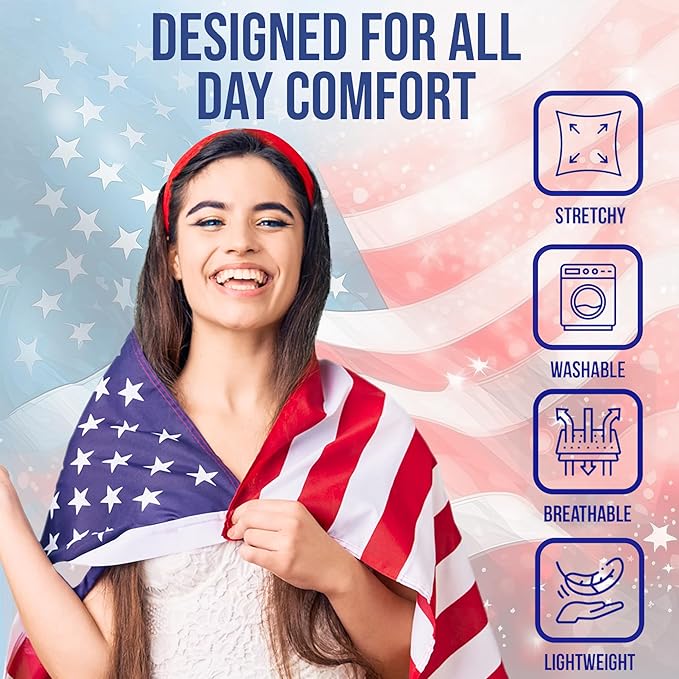 Styla Hair Headbands for Women Stretch Fashion Head Bands 10 Pack Non-Slip Head Wraps Great for Spa, Sports, Yoga, Pilates, Running, Gym Headband, Workouts (Red White Blue)