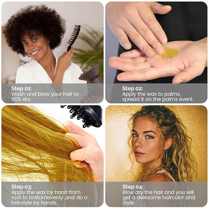 SOVONCARE Gold Temporary Hair Color Wax Washable Hair Dye for Men & Women, All-Day Hold Disposable Hair Styling Clays for Party, Cosplay & Daily 4.23 oz