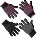 Heat Resistant Gloves for Hair Styling, 2 Pairs Black and Rose Pink, Curling Iron Gloves, Heat Protective Gloves for Hair Stylists, Salon Professionals, Home Use ﻿