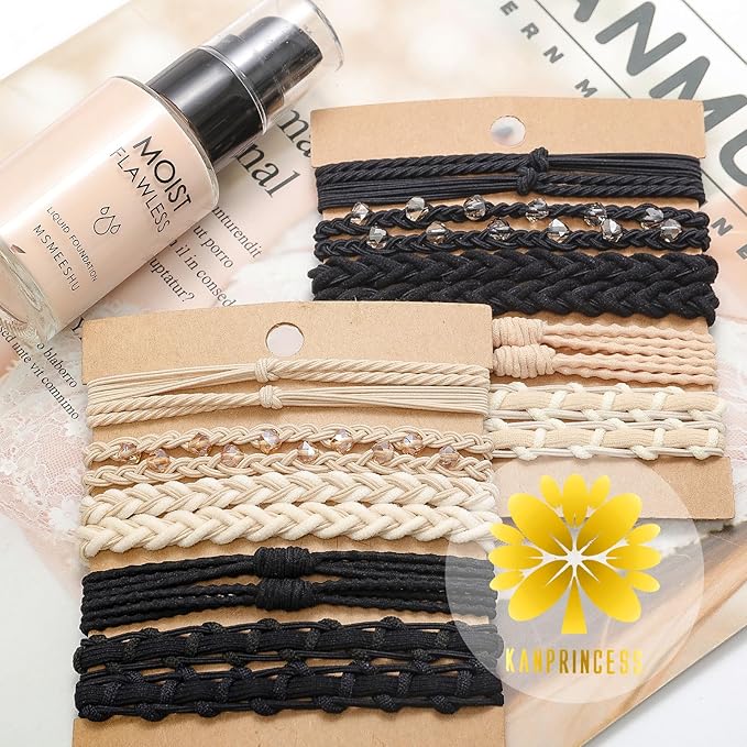 Boho Hair Tie Bracelets - Elastic Bands for Women's Ponytails, Daily Life, Sports, and Work (20pcs)