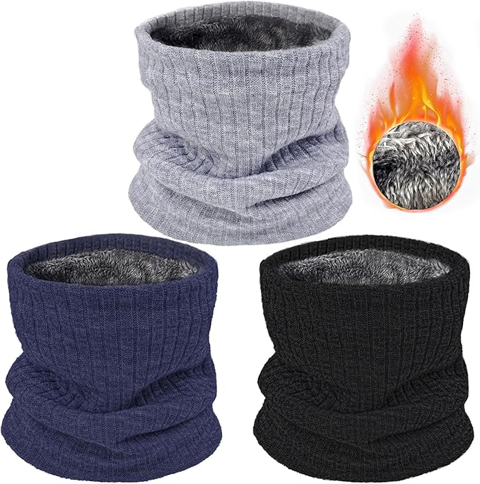 3 Pack Winter Neck Warmer & Ski Mask for Men Women Thermal Warm Fleece Face Mask Neck Gaiter Scarf Gift