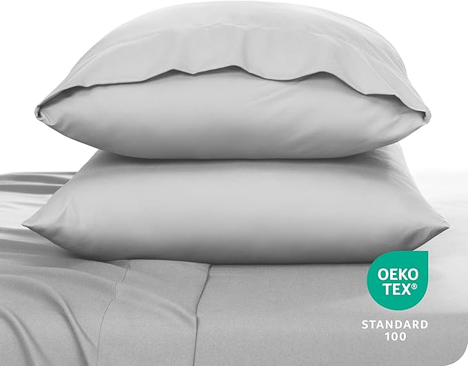 Bare Home Microfiber Pillow Cases - King 20x40 - Cooling Pillowcases - Double Brushed - Easy Care - Envelope Closure (King Pillowcase Set of 2, Cloud Grey)