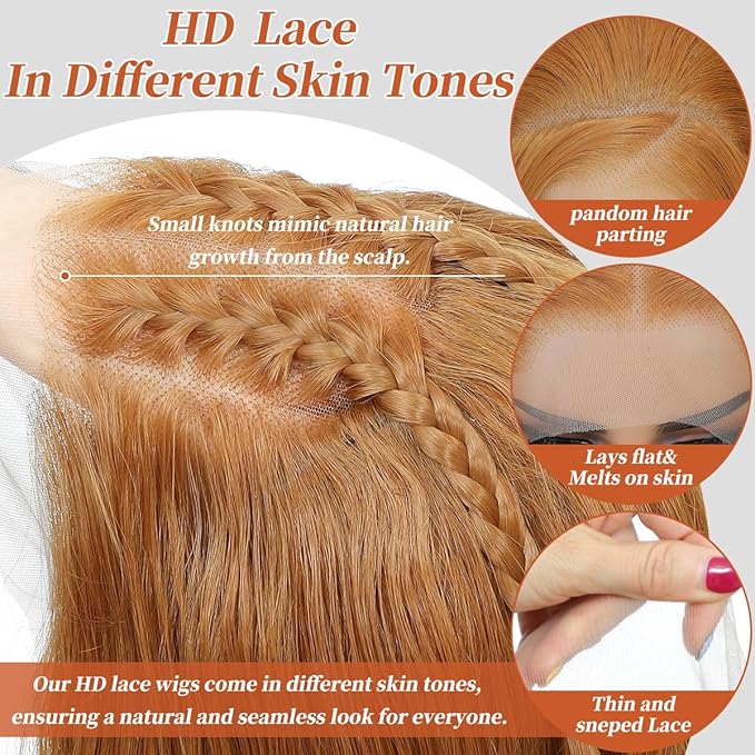 13x4 Synthetic Lace Front Wigs Pre Plucked 26 Inch Long Wavy Ginger Wigs For Black Women 100% Futura Premium HD Lace Wig Ready to Wear Beginner Friendly Daily Party Use
