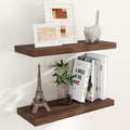 24 x 9 Floating Shelves, 9 Inch Deep Floating Shelf Wall Mounted, 24 Inch Bathroom Shelves Set of 2, Rustic Wood Wall Shelf for Bedroom, Living Room, Walnut Color