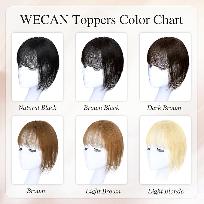 Hair Toppers for Women Real Human Hair 3D Bangs Clip 100% Human Toppers for Women 10 Inch Clip in Bangs Hairpieces (Dark Brown)