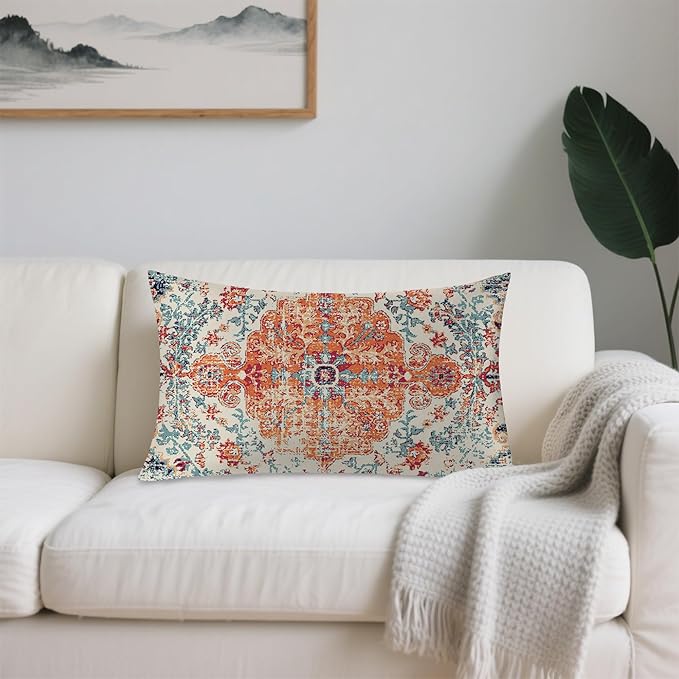 Satin Pillowcase 1 Pack-Boho Vintage Silky Pillow Cover for Hair and Skin,King Size 20x36 Inch Soft Cooling Printed Pillow Cases with Hidden Zipper,Gifts for Women Men