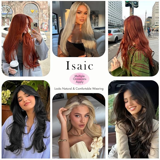 Isaic 24 Inch Synthetic Hair Toppers for Women with Thinning Hair, Clip In Crown Topper Hair Extensions with Adjustable Bandage, Layered Wiglet for Natural Coverage (Platinum Blonde)
