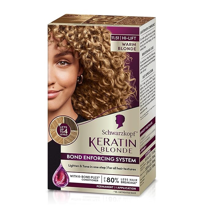 Schwarzkopf Keratin Blonde Hair Dye, 11.51 High Lift Warm Blonde, Professional Quality Permanent Hair Color, Bond Enforcing System, Pre-Color Serum & Conditioner Included