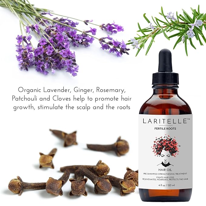 Laritelle Organic Hair Growth Set | Fertile Roots Shampoo + Conditioner + Leave-In Treatment | Follicle Stimulating Rosemary, Ginger & Clove | Anti-Hair Loss, Strengthening, Nourishing | USA made
