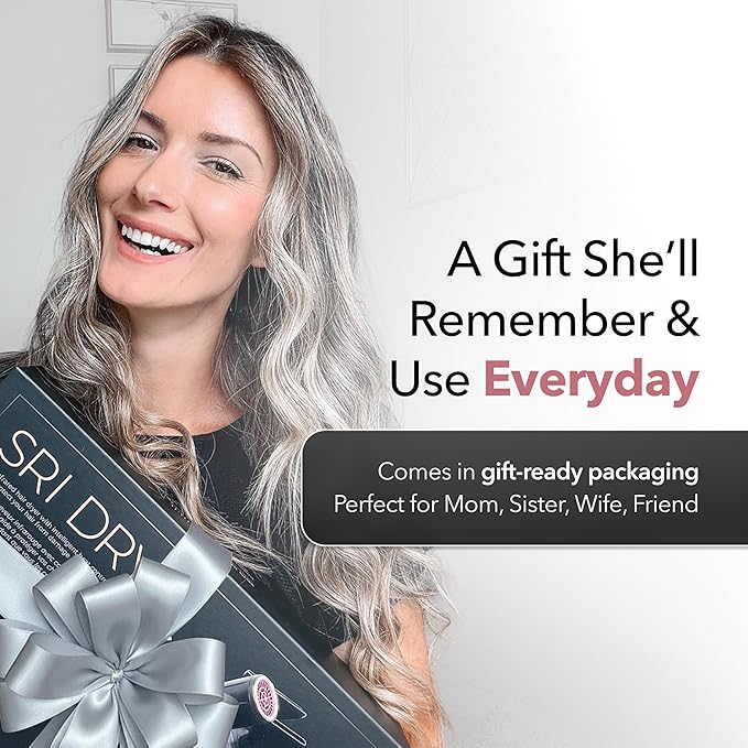SRILabs DryQ ‘Smart’ Hair Dryer – Super Lightweight, Foldable – Powerful, Quiet Motor – Infrared & Ionic Technology – 3 Magnetic Attachments – Heat Control with Locking Switch
