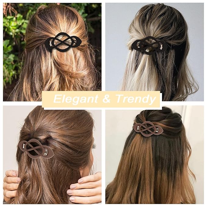 Hair Barrettes for Women 4packs Hair Clips French Barrette Khaki and Black Clip Stylish Accessories for Women Girls