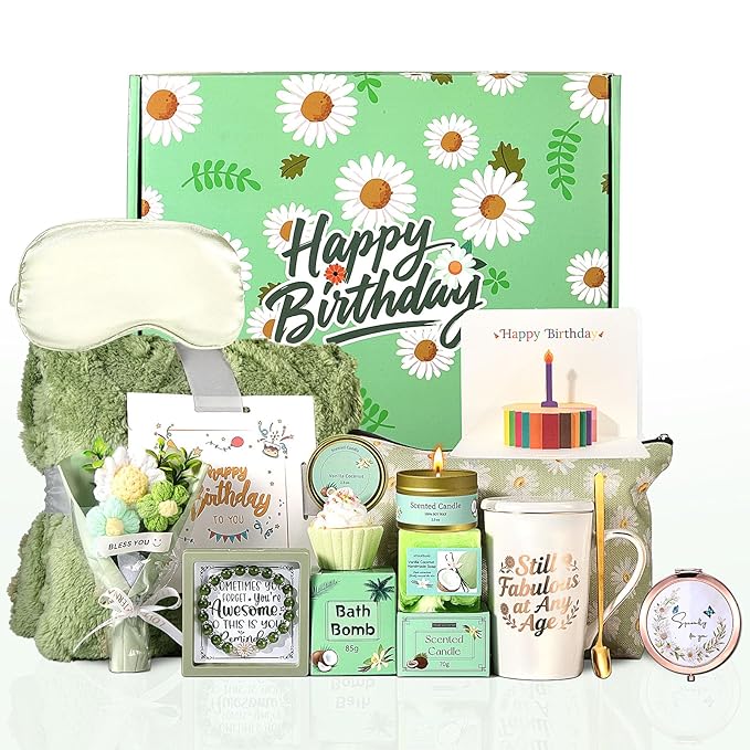 Birthday Gifts for Women Self Care Gifts for Women Happy Birthday Gift Baskets for Mon Wife Grandma Girlfriend Best Friend,Sister,Daisy Relaxing Spa Gifts Set Christmas Gifts