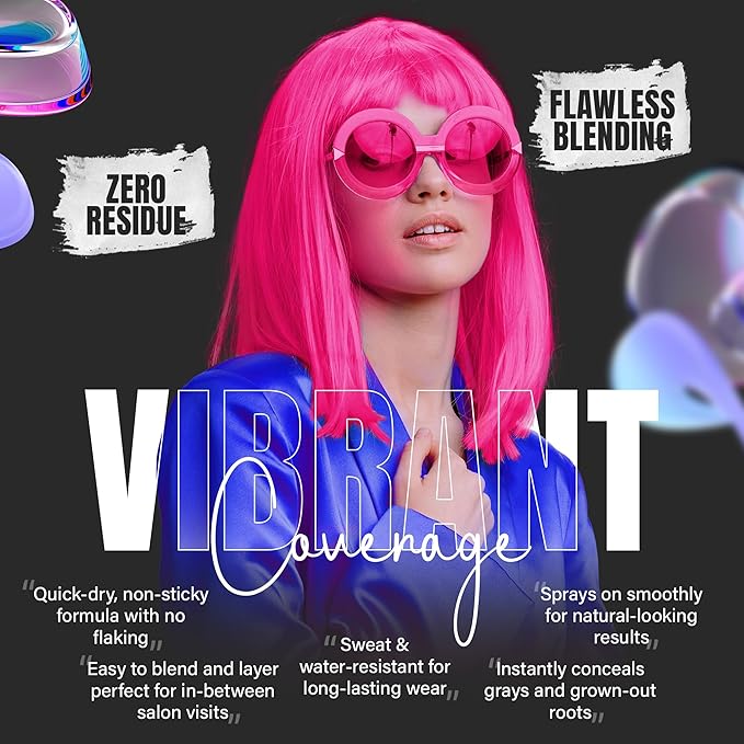 Herbishh Koloret Pastel Pink Hair Tint Spray (69g), Washable Temporary Color Mist for Light Hair, Quick-Dry, Non-Sticky Spray for Women, Travel-Friendly Root Touch Up