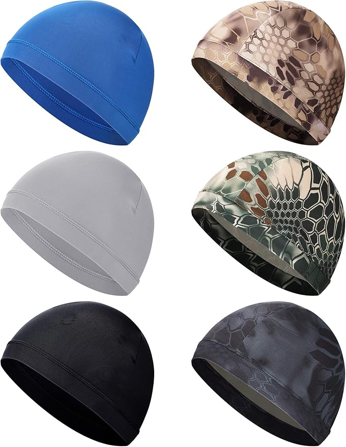 SATINIOR 6 Pcs Cooling Skull Cap Helmet Liner Sweat Wicking Cap Hard Hat Liner Bandana for Men Women Sports Cycling Running
