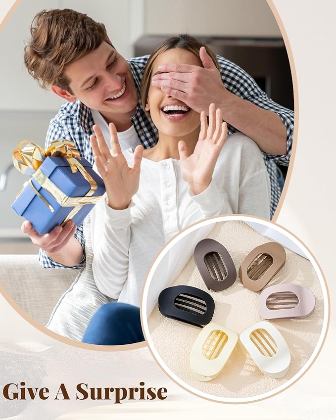 6 PCS Flat Hair Clips for Women - French Medium Flat Claw Clips for Thick Thin Hair, Strong Grip Non Slip Hair Claw Clips for Women Girls