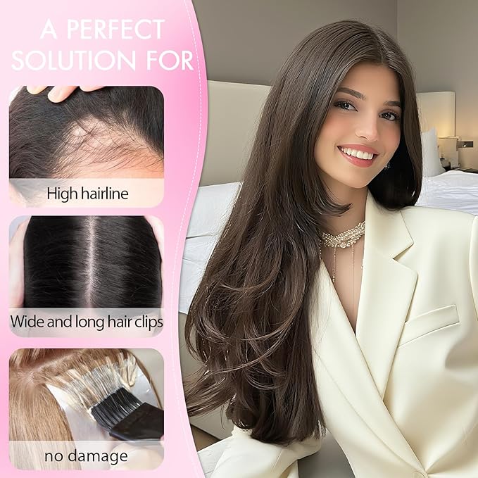 Isaic 24 Inch Synthetic Hair Toppers for Women with Thinning Hair, Clip In Crown Topper Hair Extensions with Adjustable Bandage, Layered Wiglet for Natural Coverage (Platinum Blonde)